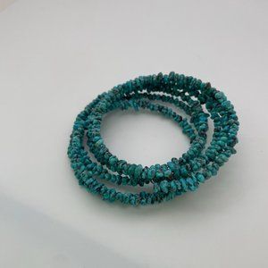 Turquoise and Silver Coil Bracelets